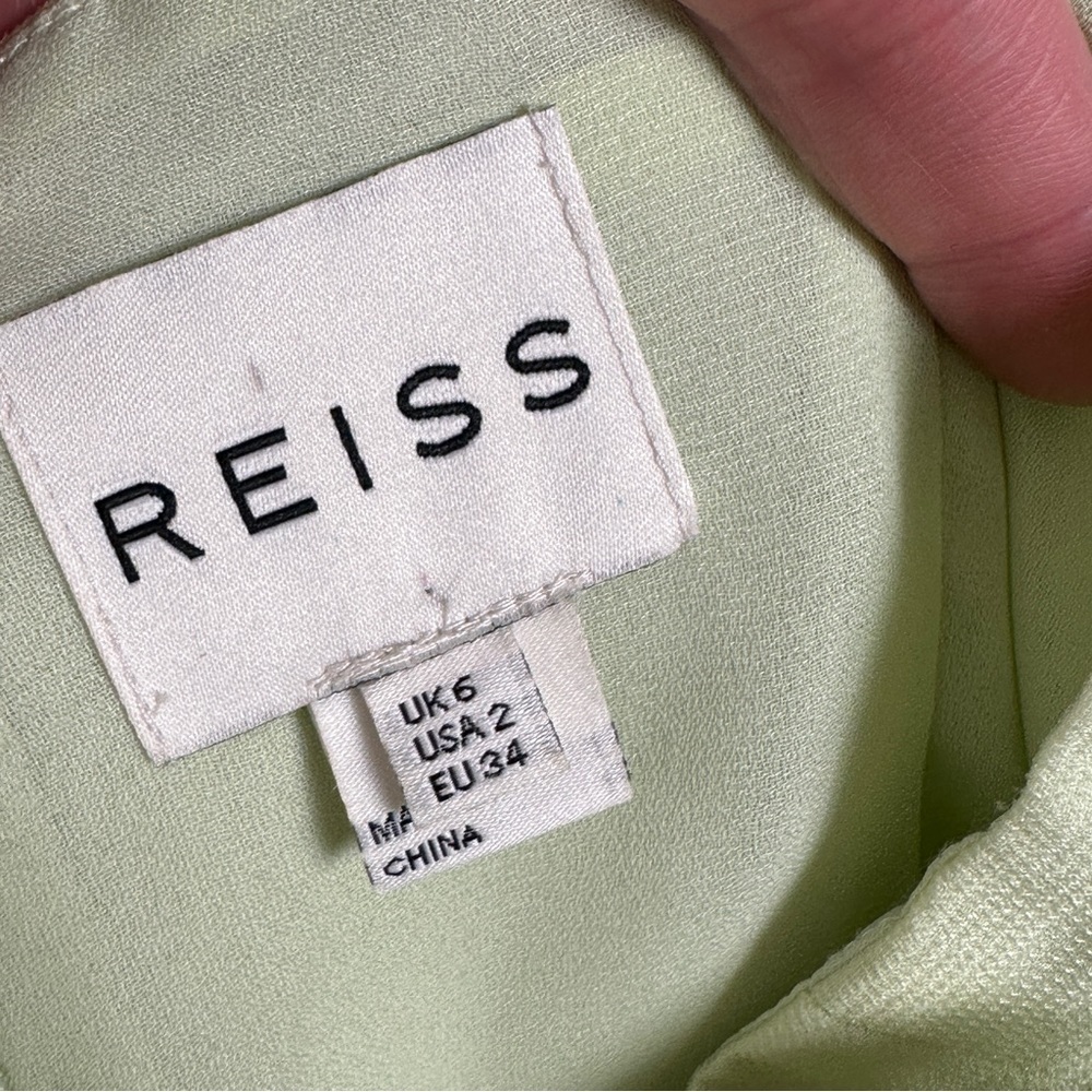 Reiss 100% Silk Arun Green Leopard Print Layer Dress Square Neck Sheath Boho 2 - Picture 4 of 16